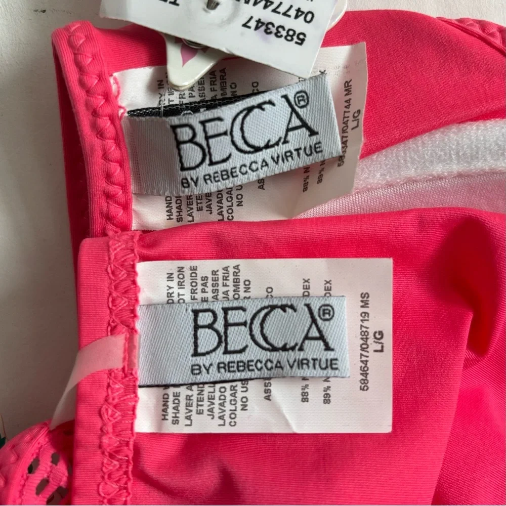 BECCA Crochet 2 Piece Top Bottom Bikini Set Coral Size Large